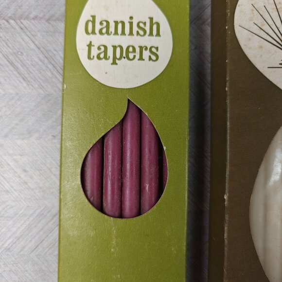 Vintage Danish Floral Tapers Dripless Candles 12 Count Lot of 4 MCM Mid Century - Picture 2 of 5